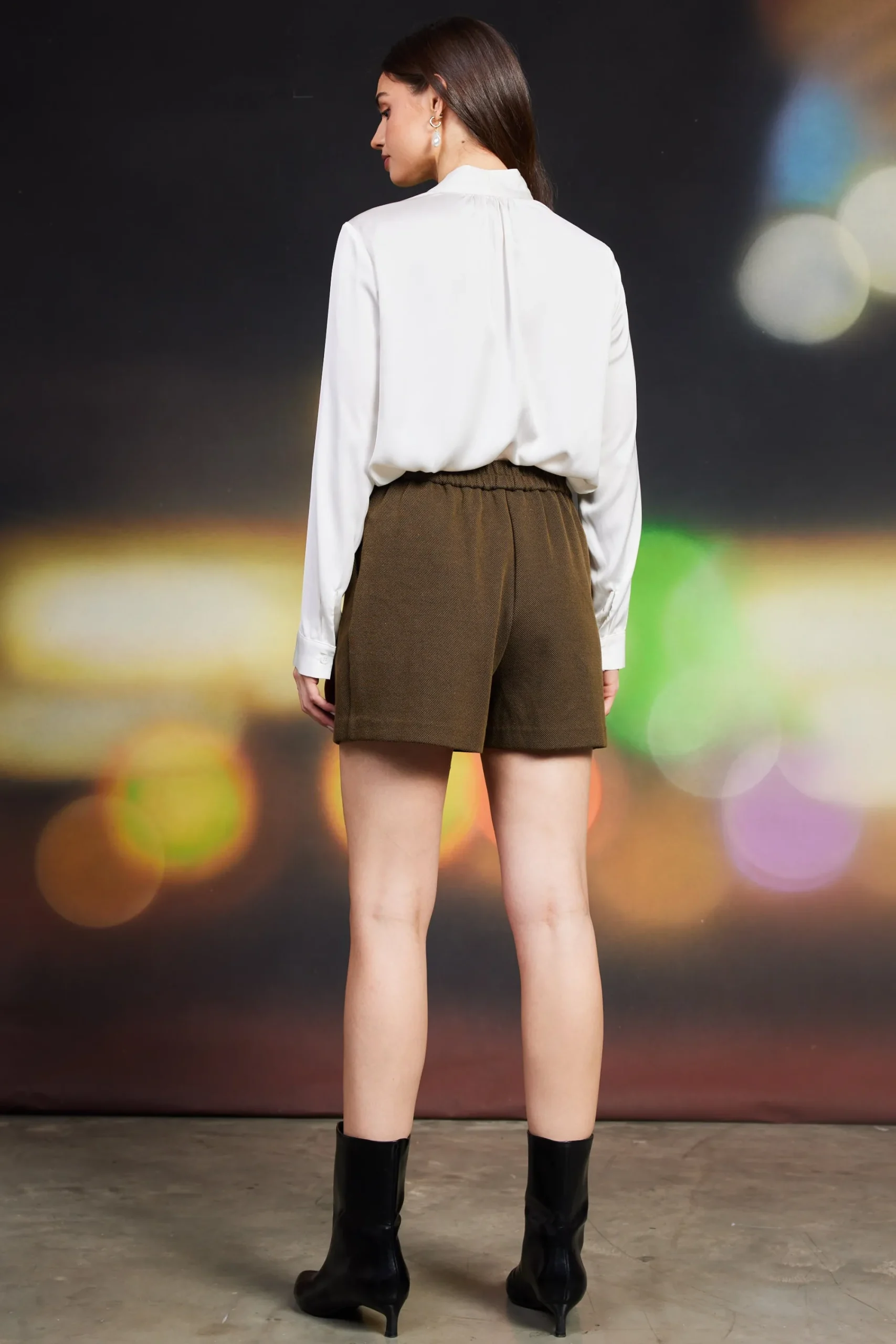 SKIES ARE BLUE High-Rise Pleated Knit Shorts* Shorts