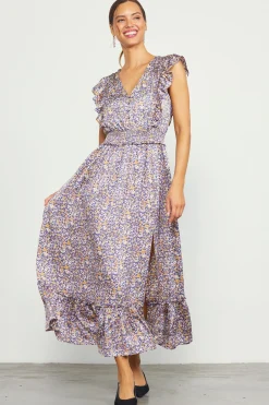 SKIES ARE BLUE Indira Floral Print Smocked Waist Dress* Midi Dresses