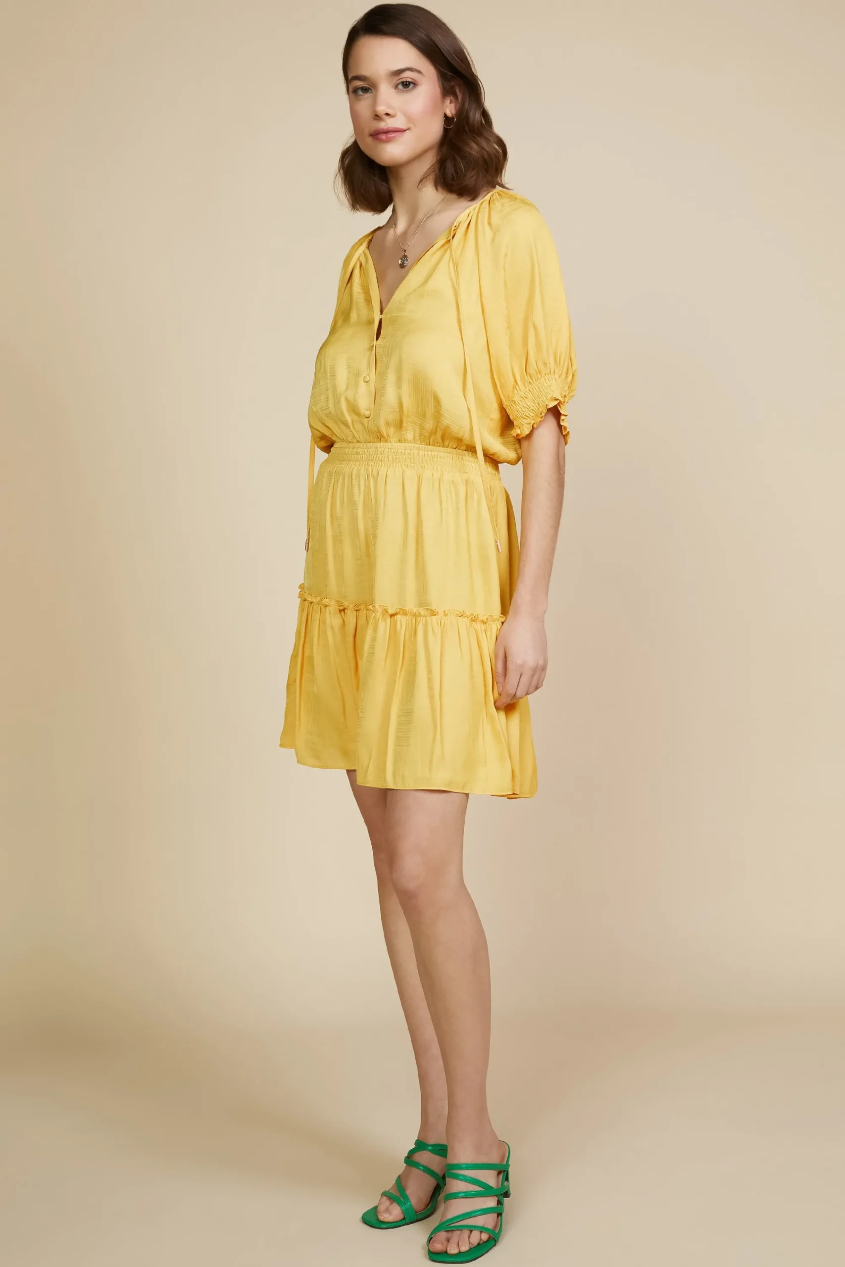 SKIES ARE BLUE Jacquard Tiered Short Dress* Mini Dresses