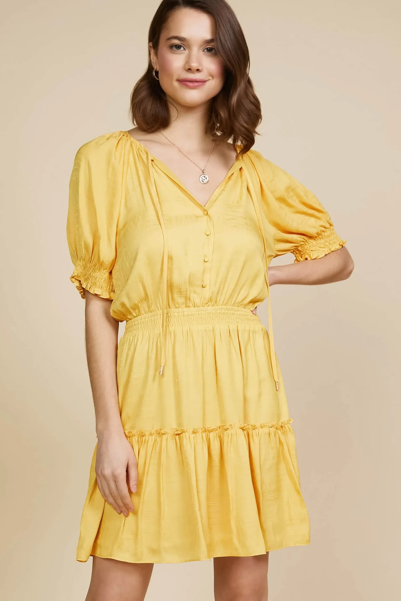 SKIES ARE BLUE Jacquard Tiered Short Dress* Mini Dresses