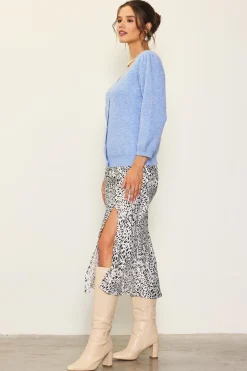 SKIES ARE BLUE Jewelry Button Puff Sleeve Cardigan* Sweaters