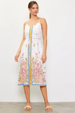 SKIES ARE BLUE Lanya Floral Print Midi Dress* Midi Dresses
