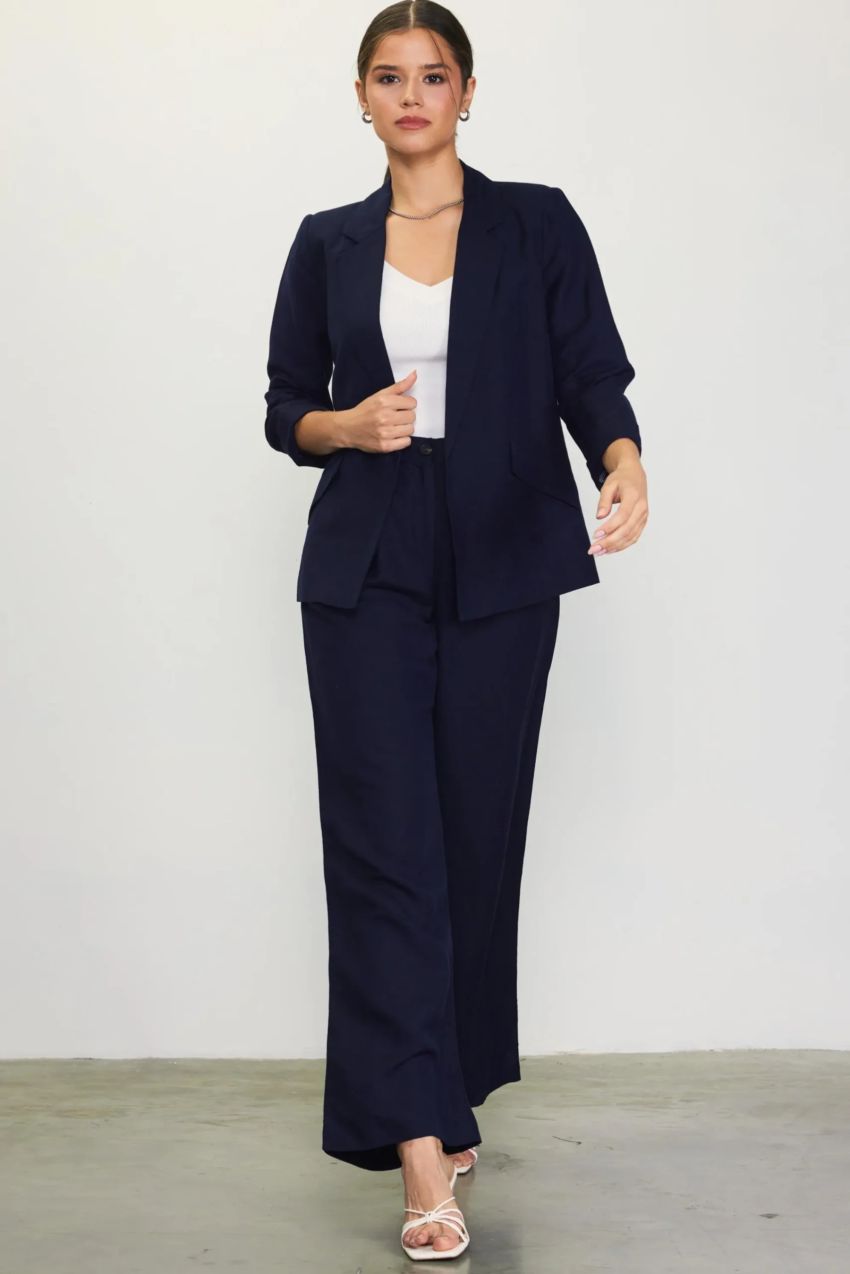 SKIES ARE BLUE Linen Blend Three-Quarter Sleeve Blazer* Blazers