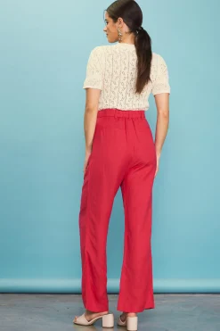 SKIES ARE BLUE Linen Blend Wide Leg Trousers* Pants