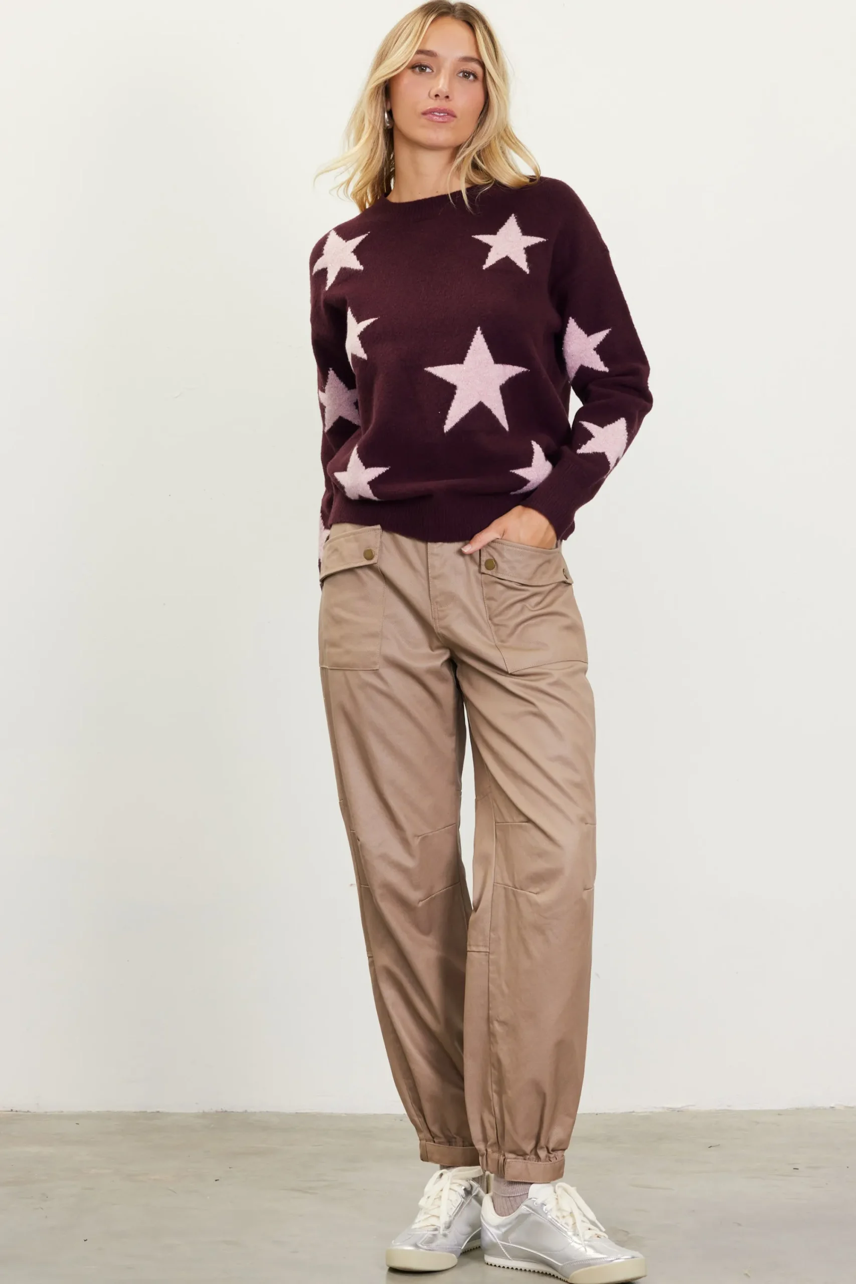 SKIES ARE BLUE Lurex Star Print Sweater* Sweaters