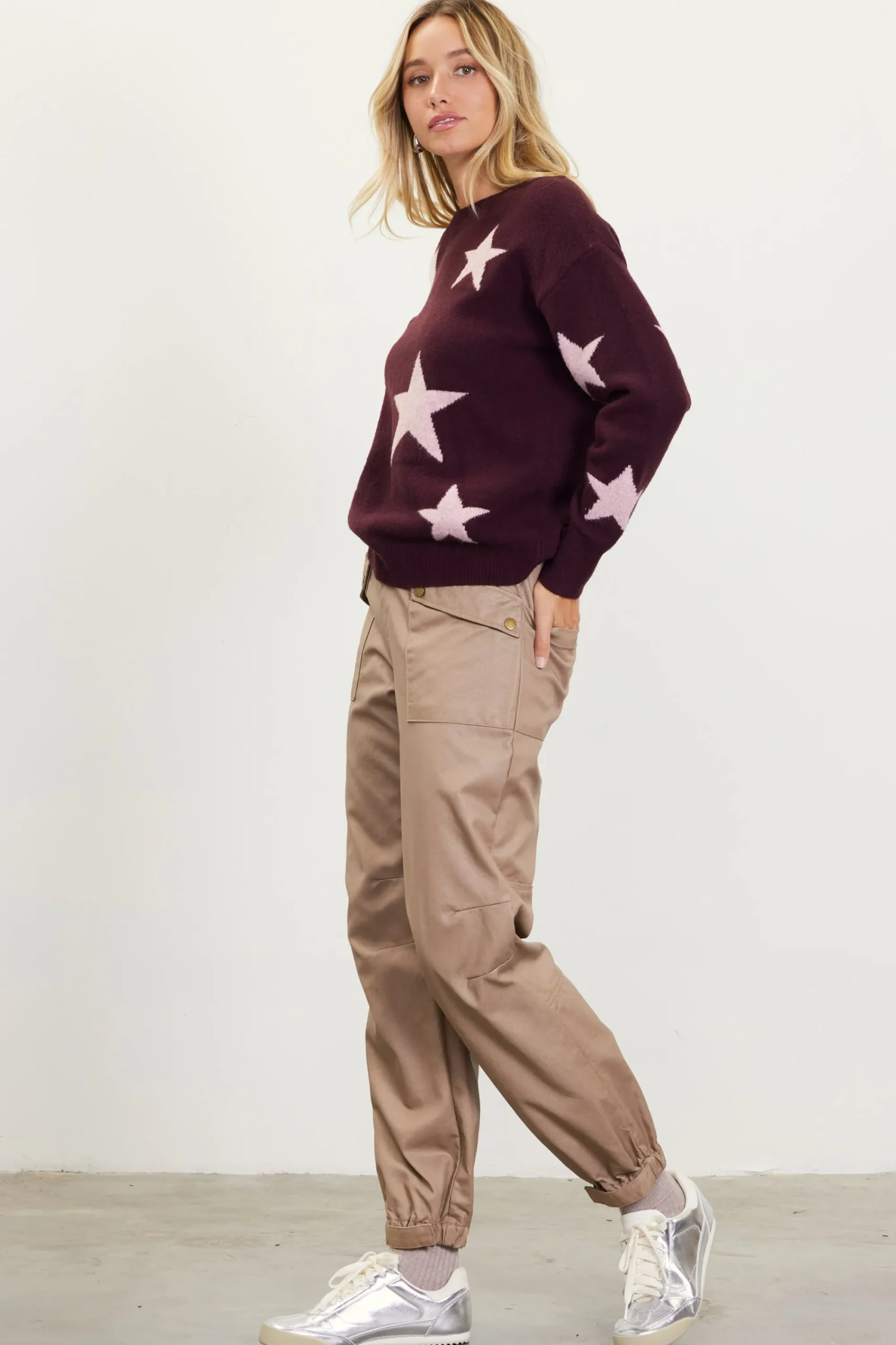 SKIES ARE BLUE Lurex Star Print Sweater* Sweaters