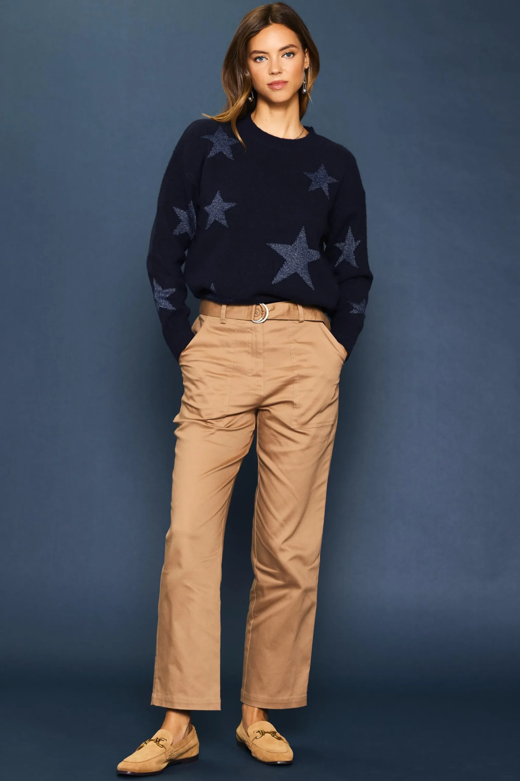 SKIES ARE BLUE Lurex Star Print Sweater* Sweaters