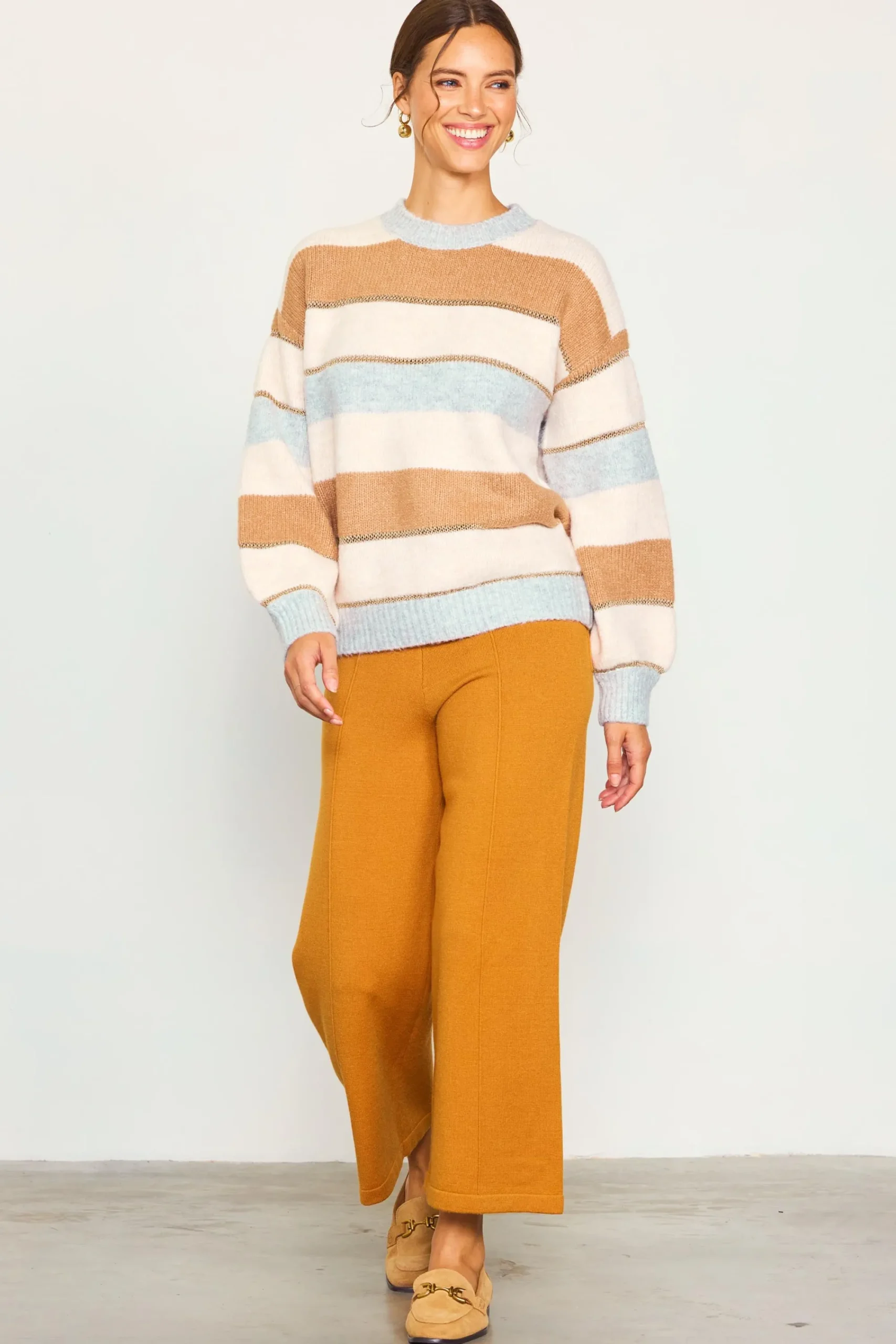 SKIES ARE BLUE Lurex Stripe Oversized Sweater* Sweaters
