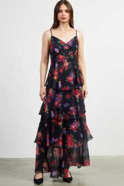 SKIES ARE BLUE Mel Floral Print Tiered Maxi Dress* Maxi Dresses