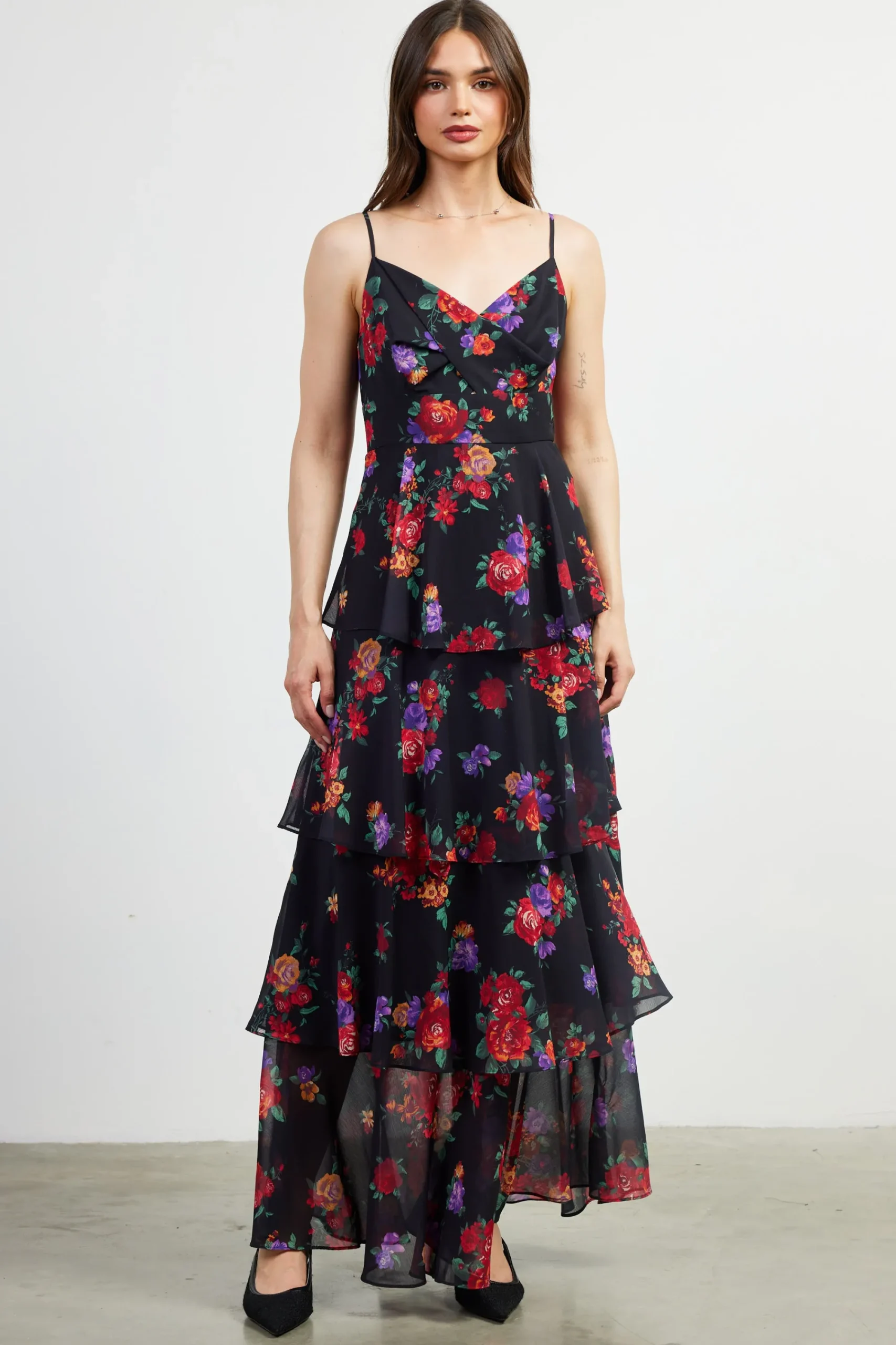 SKIES ARE BLUE Mel Floral Print Tiered Maxi Dress* Maxi Dresses