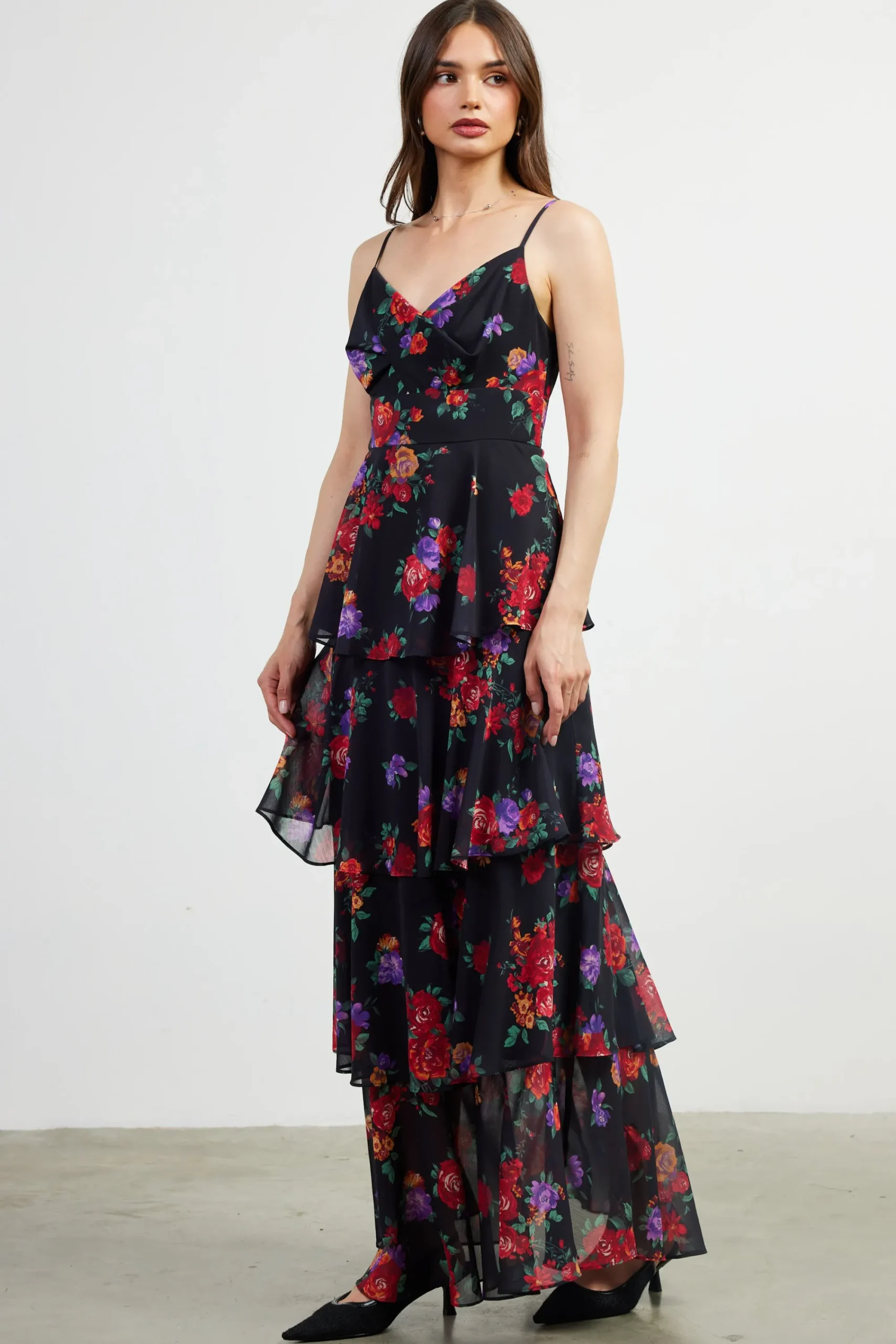 SKIES ARE BLUE Mel Floral Print Tiered Maxi Dress* Maxi Dresses