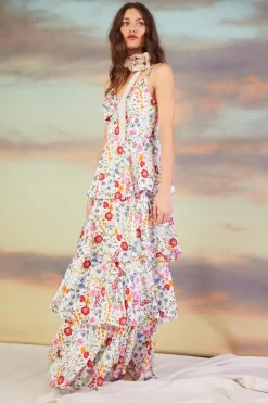 SKIES ARE BLUE Natalia Floral Tiered Maxi Dress* Maxi Dresses