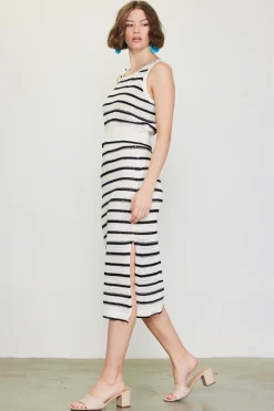 SKIES ARE BLUE Nautical Stripe Crochet Tank Top* Sleeveless Tops