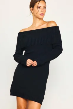 SKIES ARE BLUE Off Shoulder Mini Sweater Dress* Mini Dresses|Sweaters