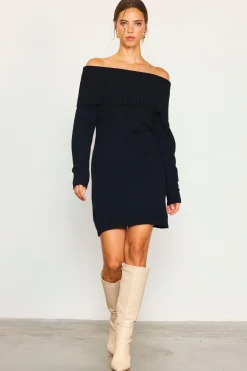 SKIES ARE BLUE Off Shoulder Mini Sweater Dress* Mini Dresses|Sweaters