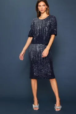 SKIES ARE BLUE Ombre Sequin Midi Skirt* Skirts