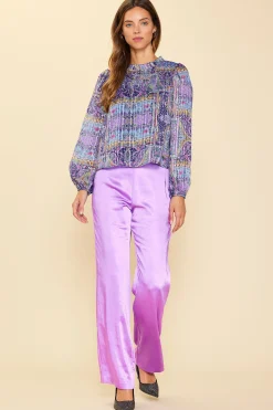 SKIES ARE BLUE Paisley Motif Smocked Detail Top* Long Sleeve Tops|Blouses