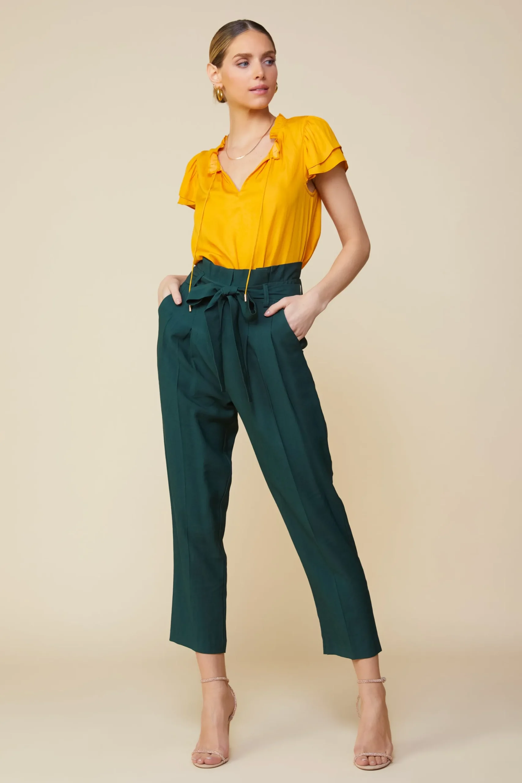 SKIES ARE BLUE Paper Bag Belted Pants* Pants