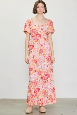 SKIES ARE BLUE Peachy Floral Print Maxi Dress* Maxi Dresses