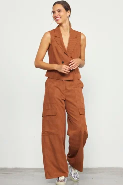 SKIES ARE BLUE Pinstriped Cargo Wide Leg Pants* Pants