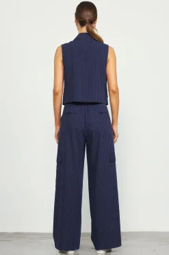SKIES ARE BLUE Pinstriped Double Breasted Vest* Sleeveless Tops