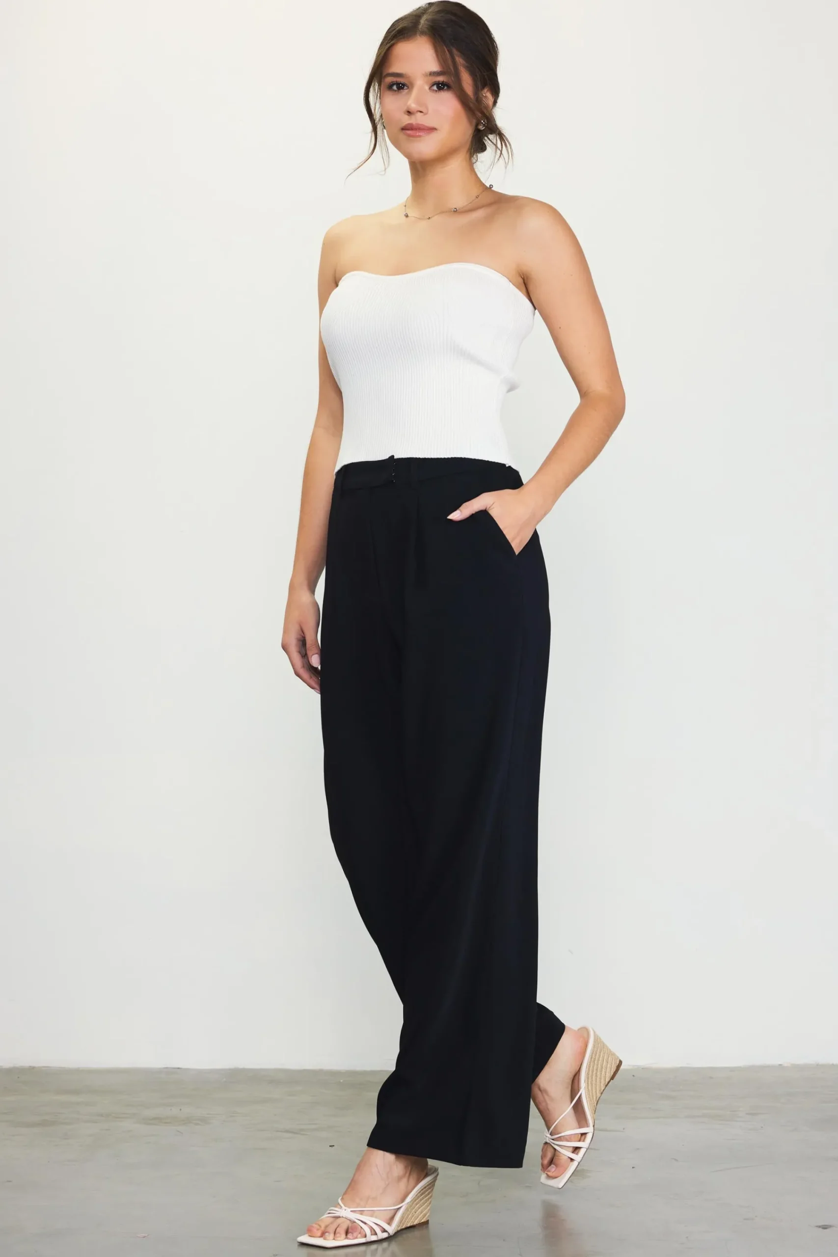 SKIES ARE BLUE Pintuck Wide Leg Trousers* Pants