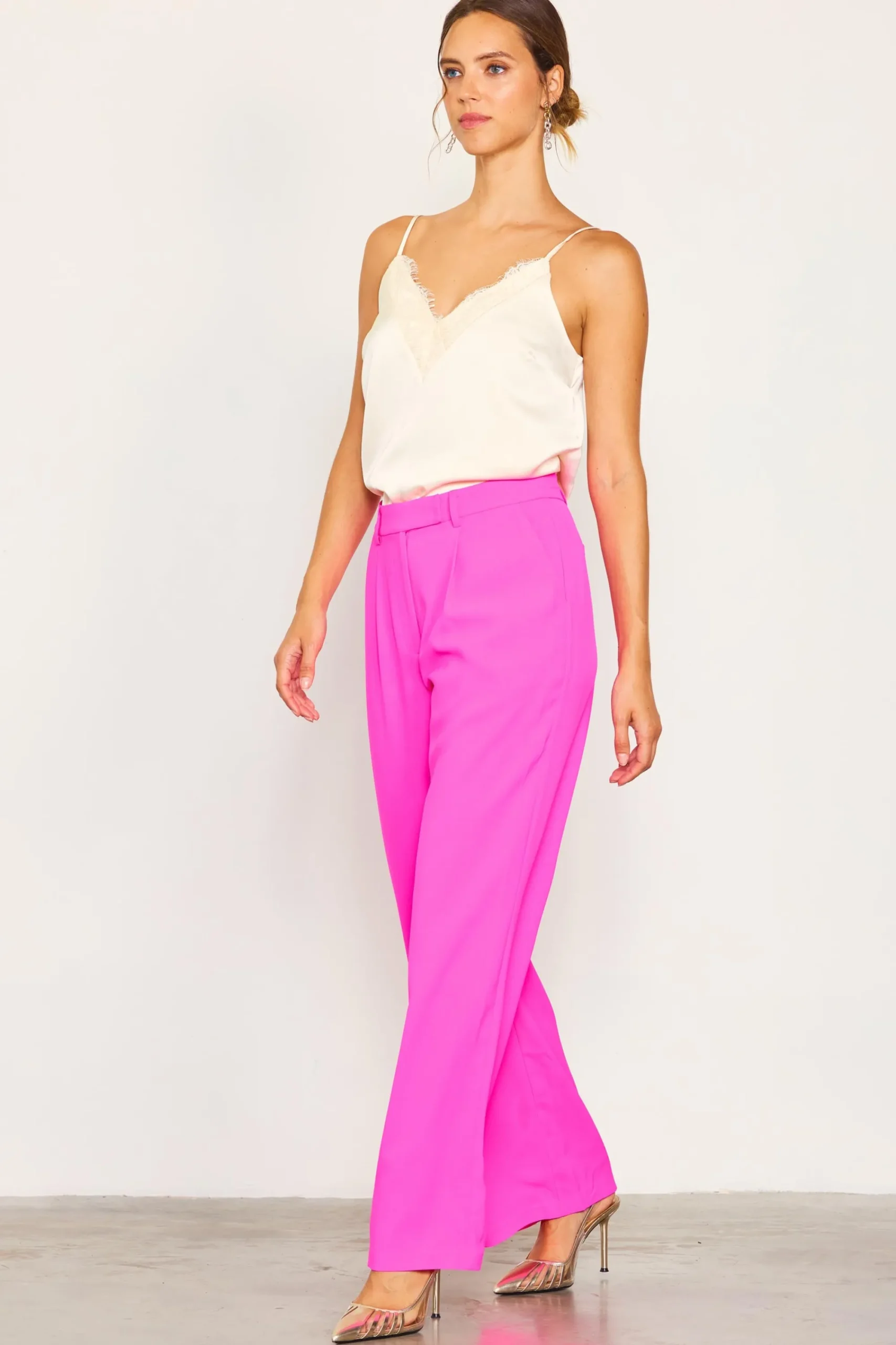SKIES ARE BLUE Pintuck Wide Leg Trousers* Pants