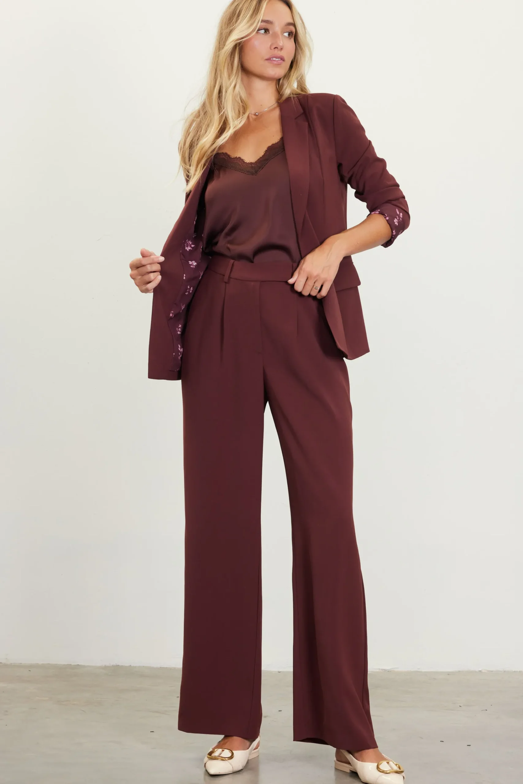 SKIES ARE BLUE Pintuck Wide Leg Trousers* Pants