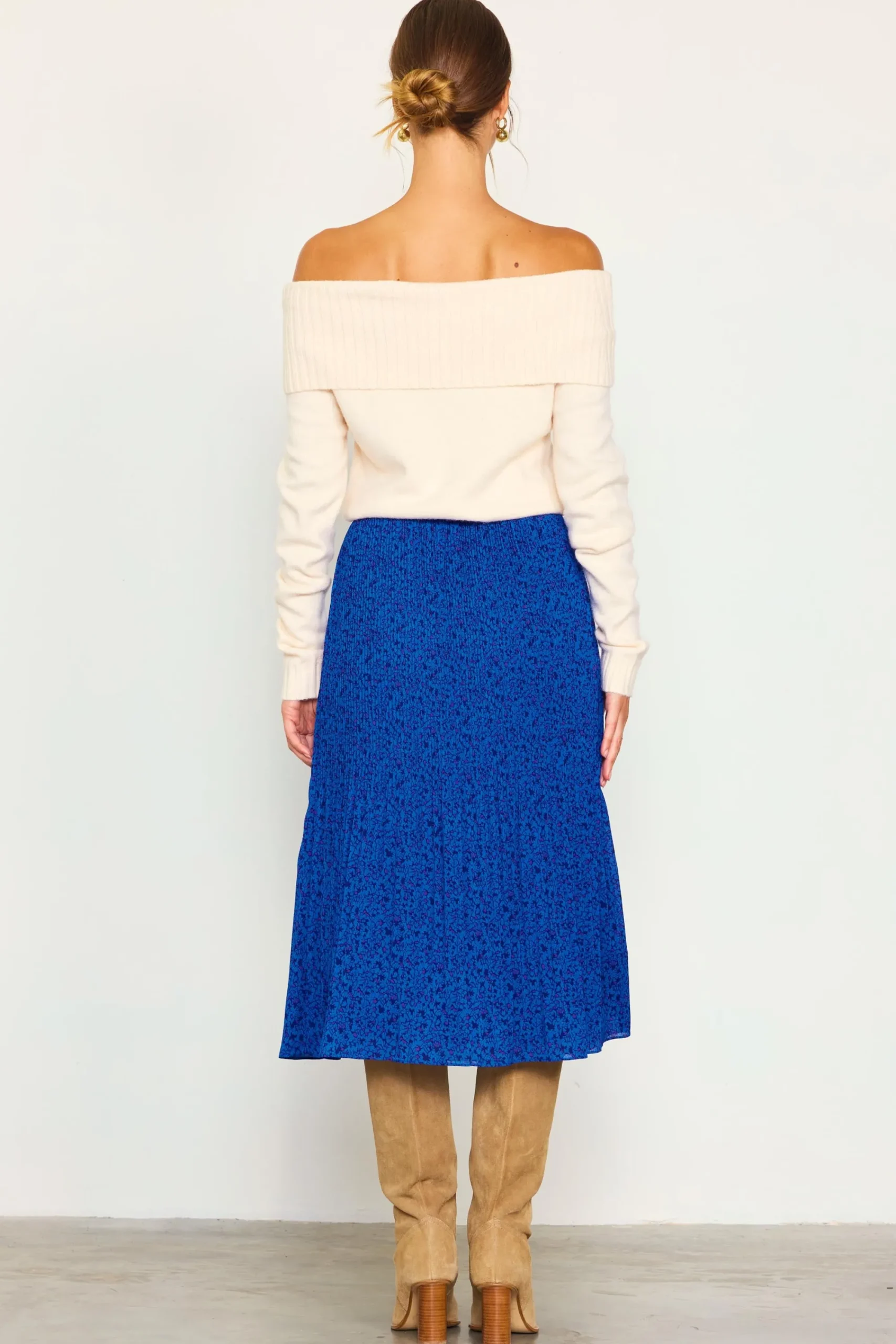 SKIES ARE BLUE Pleated Floral Midi Skirt* Skirts