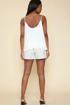 SKIES ARE BLUE Pleated Lace Detail Cami Top* Sleeveless Tops