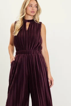 SKIES ARE BLUE Pleated Velvet Jumpsuit* Jumpsuits