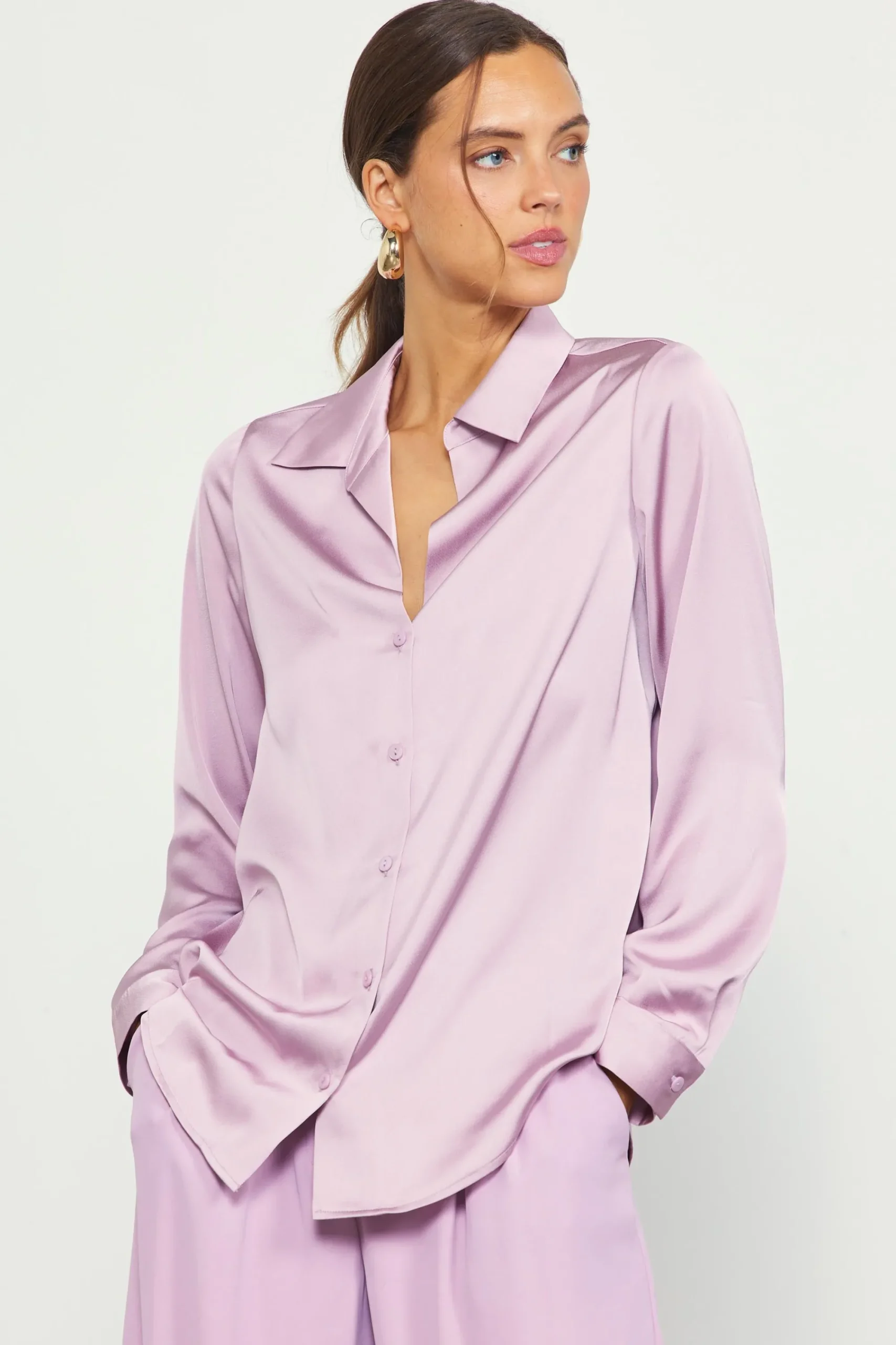 SKIES ARE BLUE Recycled Button Down Top* Blouses|Long Sleeve Tops