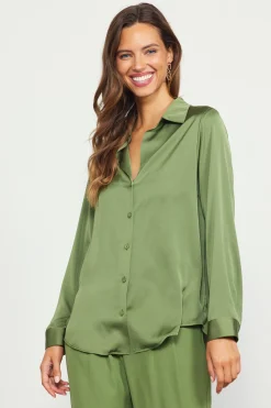 SKIES ARE BLUE Recycled Button Down Top* Blouses|Long Sleeve Tops