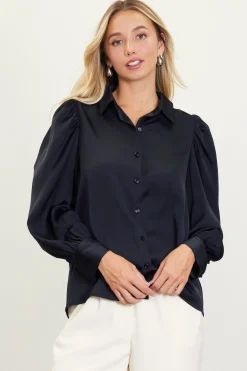 SKIES ARE BLUE Recycled Button-Up Blouse* Blouses|Long Sleeve Tops