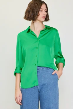 SKIES ARE BLUE Recycled Classic Button Down Top* Blouses|Long Sleeve Tops