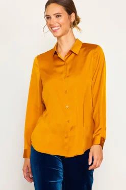 SKIES ARE BLUE Recycled Classic Button Down Top* Long Sleeve Tops