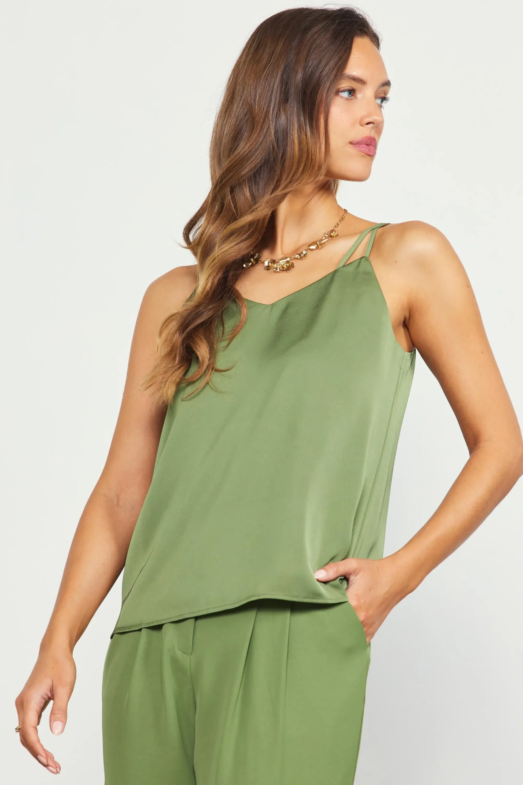 SKIES ARE BLUE Recycled Double Strap Cami* Sleeveless Tops