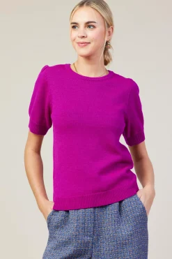 SKIES ARE BLUE Recycled Yarn Short Sleeve Sweater* Sweaters