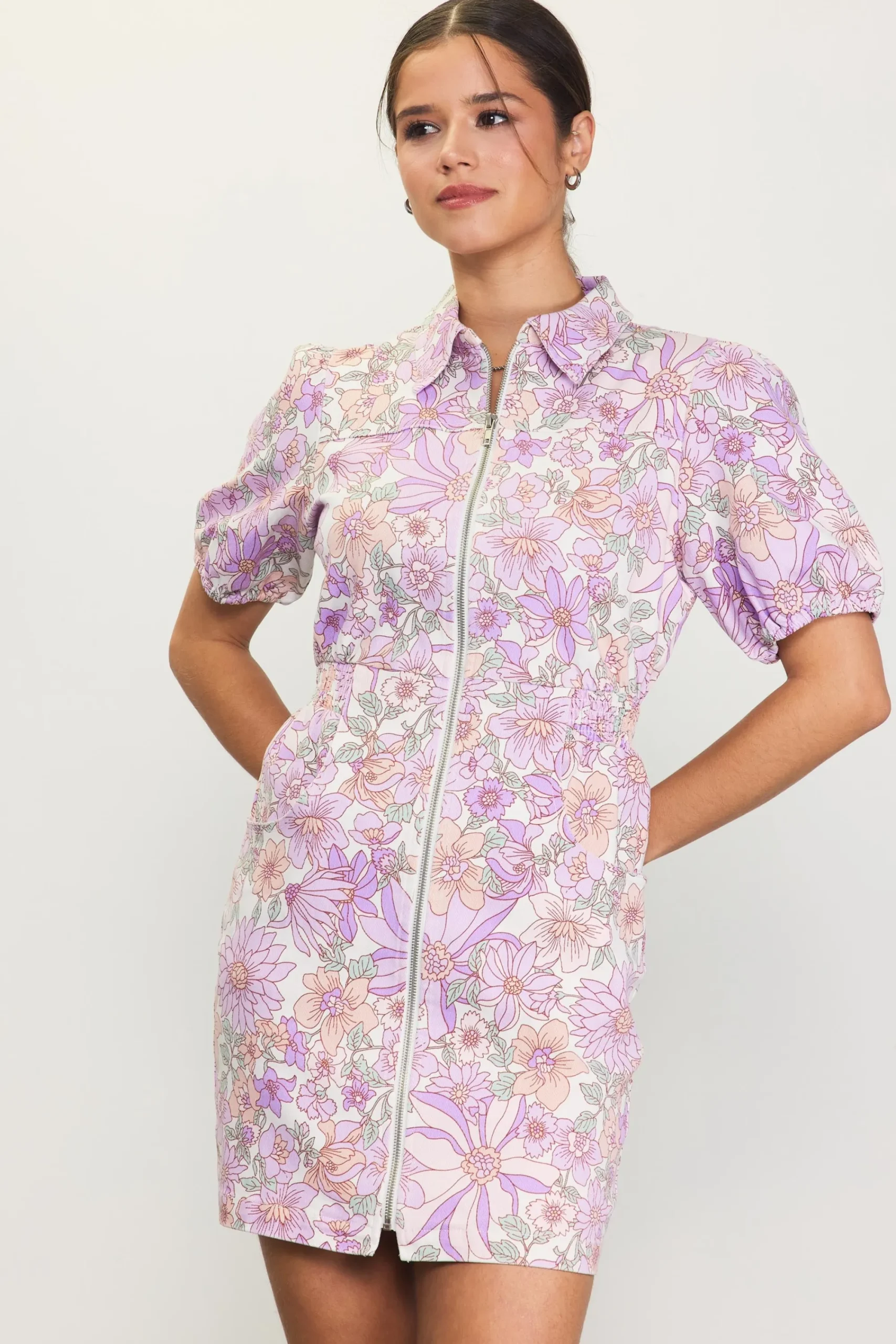 SKIES ARE BLUE Retro Collared Mini Dress* Mini Dresses