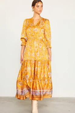 SKIES ARE BLUE Retro Floral Motif Maxi Dress* Maxi Dresses