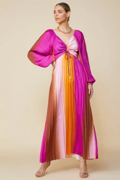 SKIES ARE BLUE Retro Gradation Pleated Maxi Dress* Maxi Dresses