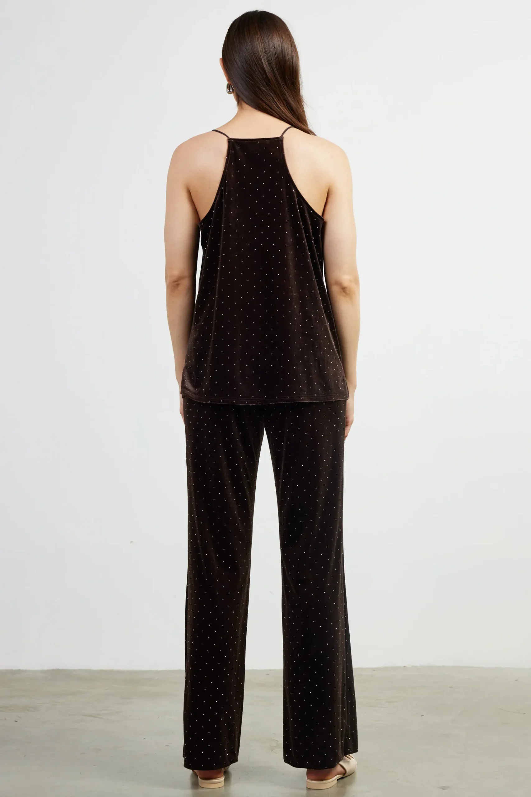 SKIES ARE BLUE Rhinestone Velvet Cami* Sleeveless Tops