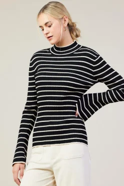 SKIES ARE BLUE Ribbed Flared Longsleeve Top* Long Sleeve Tops