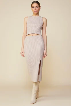 SKIES ARE BLUE Ribbed Knit Side Slit Skirt* Skirts