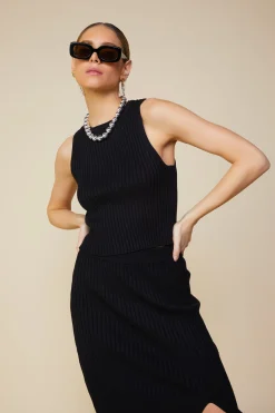 SKIES ARE BLUE Ribbed Knit Sleeveless Top* Sleeveless Tops