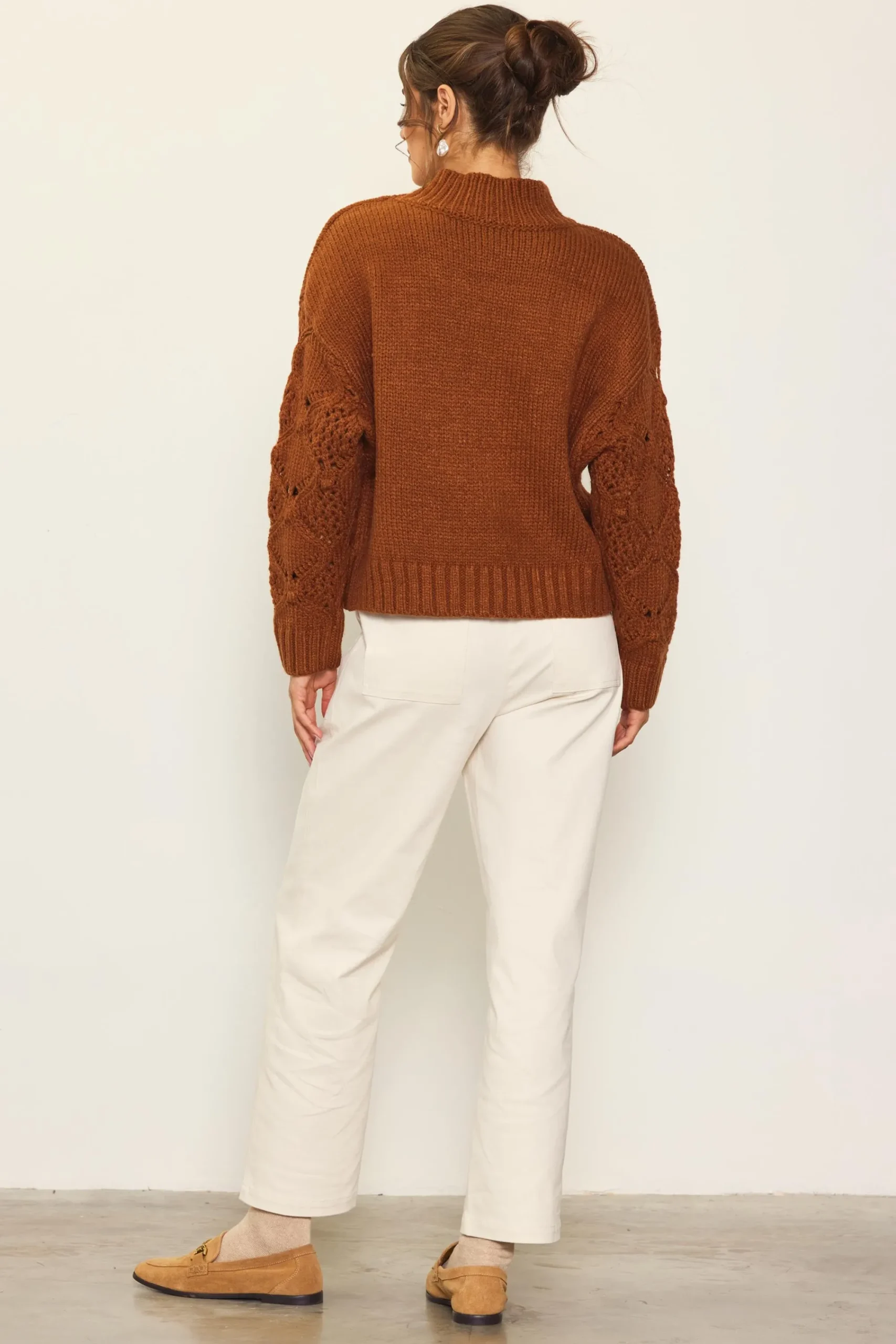 SKIES ARE BLUE Ribbed Mock Neck Sweater* Sweaters
