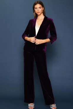 SKIES ARE BLUE Ruched Velvet Blazer* Blazers
