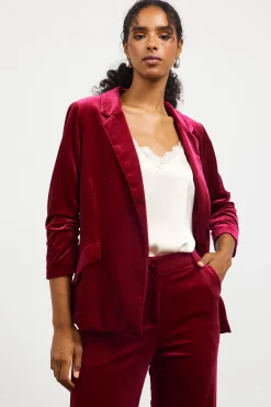SKIES ARE BLUE Ruched Velvet Blazer* Blazers