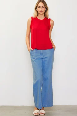 SKIES ARE BLUE Ruffle Detail Woven Top* Sleeveless Tops