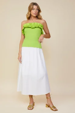 SKIES ARE BLUE Ruffled Strapless Top* Sleeveless Tops